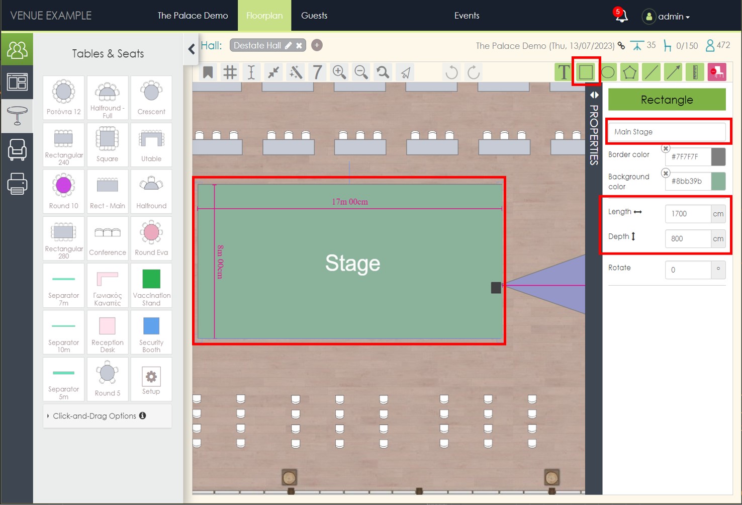 Create Main-Stage with rectangle tool