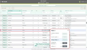 Check-in directly from Table dropdown